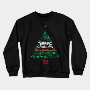 Terrific Grandpa Gift - Xmas Tree - Christmas Crewneck Sweatshirt